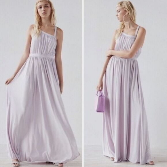 UO Kimchi Blue Lavender Asymmetrical Draped Racerback Maxi Dress‎ S Garden Party - Picture 1 of 7